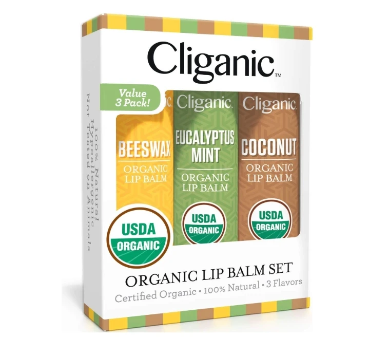 مجموعة ترطيب الشفاة العضوية, 3 مرطبات طبيعية للشفاة الجافة و المتشققة من Cliganic